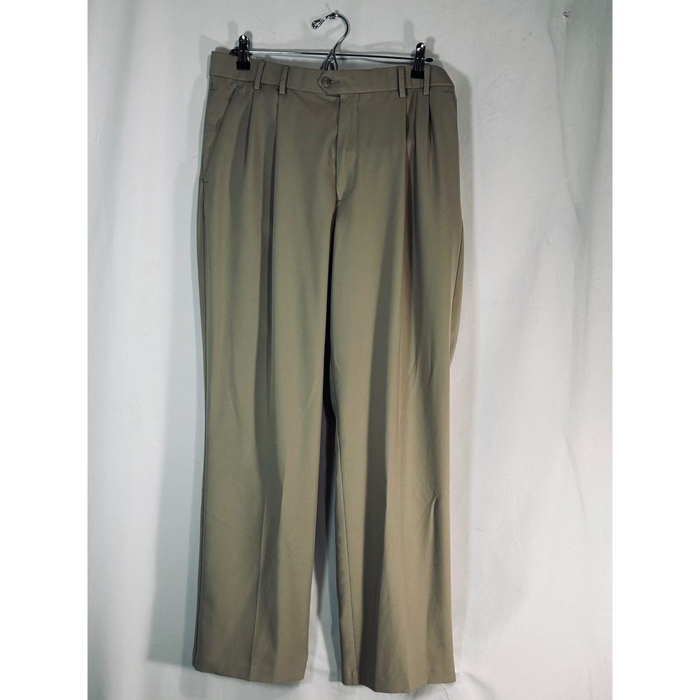 Dockers Golf Mens Tan Khaki‎ Pleated Relaxed Fit Dress Pants 36x32 Polyester